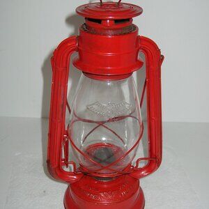 Vtg Wingedwheel No. 500 Red Kerosene Oil Lantern Lamp ORIGINAL GLOBE Japan 12" D
